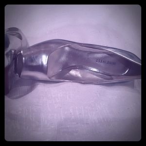 Silver Wedged Peep Toe Nine West Shoes
